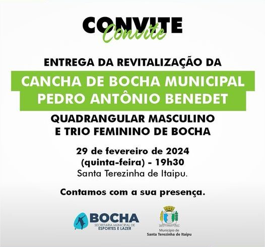 Revitalização da Cancha de Bocha em Santa Terezinha de Itaipu: Evento Imperdível Hoje às 19h30! ?