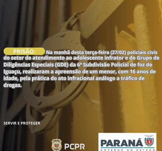 Operação Policial: PCPR Executa Mandado de Busca e Apreensão contra Adolescente por Tráfico de Drogas ??