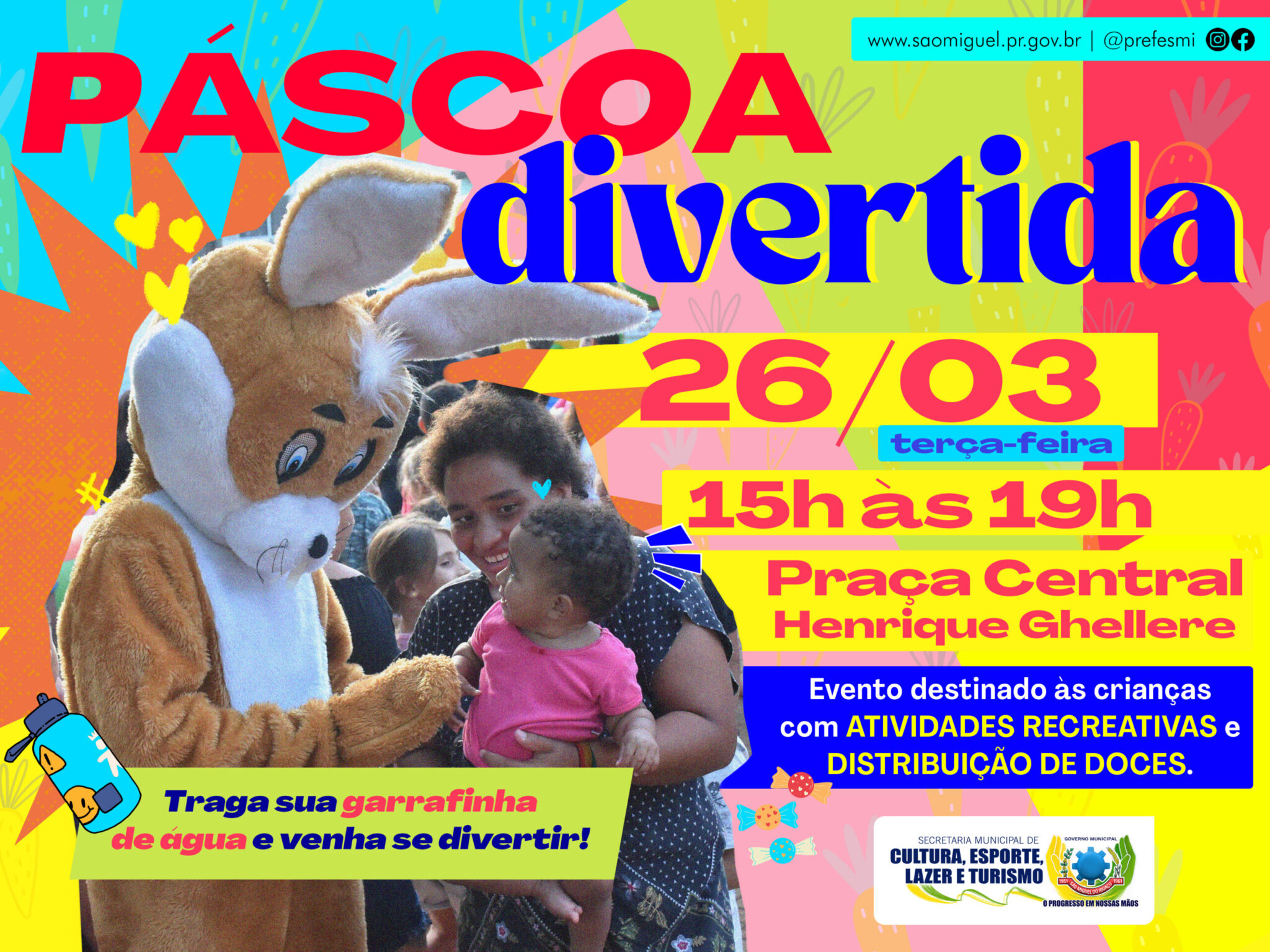 Páscoa Divertida em São Miguel do Iguaçu 🐰🎉 | Evento com Coelhinho e Atividades Recreativas