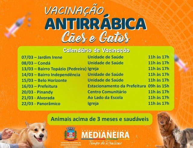 Vacinação Antirrábica em Medianeira: Proteja seu pet contra a raiva! ??