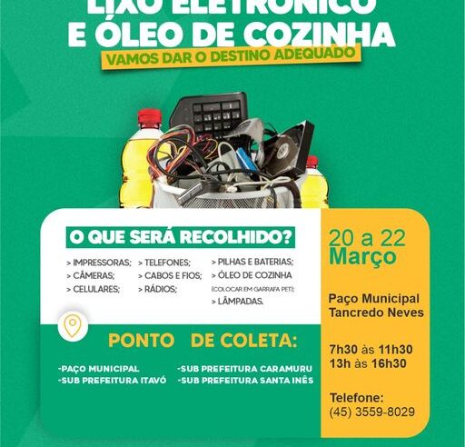 Recolha de Lixo Eletrônico e Óleo de Cozinha em Itaipulândia: Contribua com o Meio Ambiente 🌱♻️
