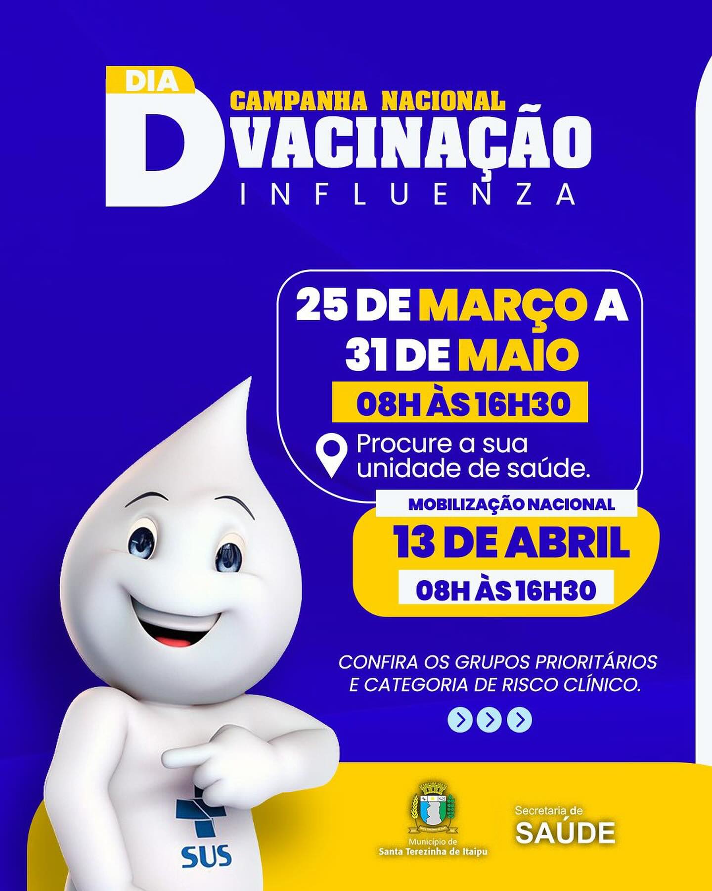Vacinação contra a Influenza em Santa Terezinha de Itaipu 💉 | Dia D de imunização, não perca!