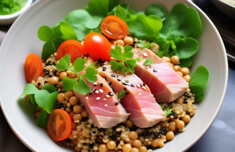 Salada de Quinoa com Atum: Sabor e Nutrição em Cada Garfada 🥗🐟 | Receita Saudável com Tomate, Pepino, Azeitonas e Temperos!
