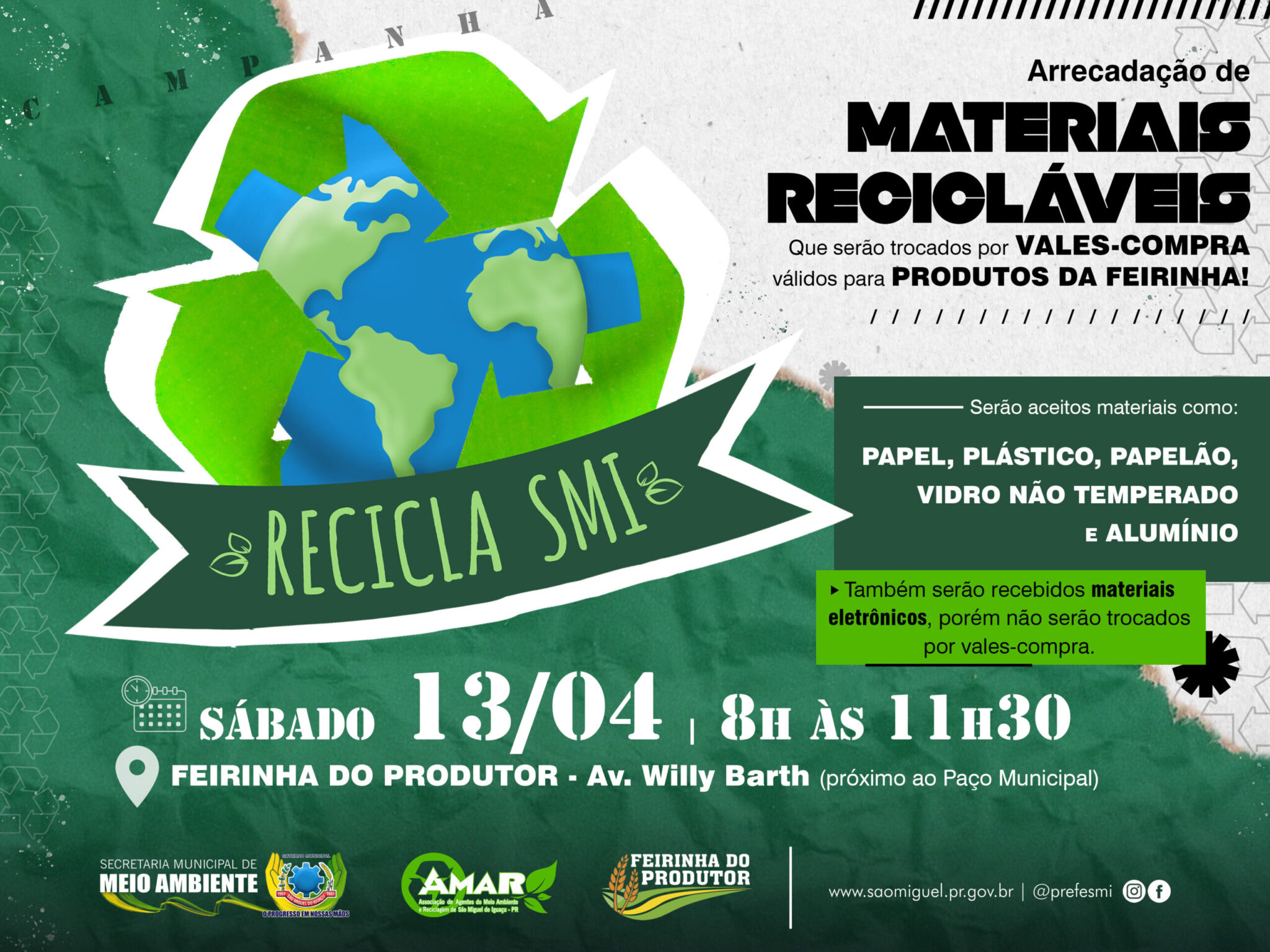 Participe da Campanha Recicla SMI em São Miguel do Iguaçu! Faça sua parte pelo meio ambiente ♻️🌍