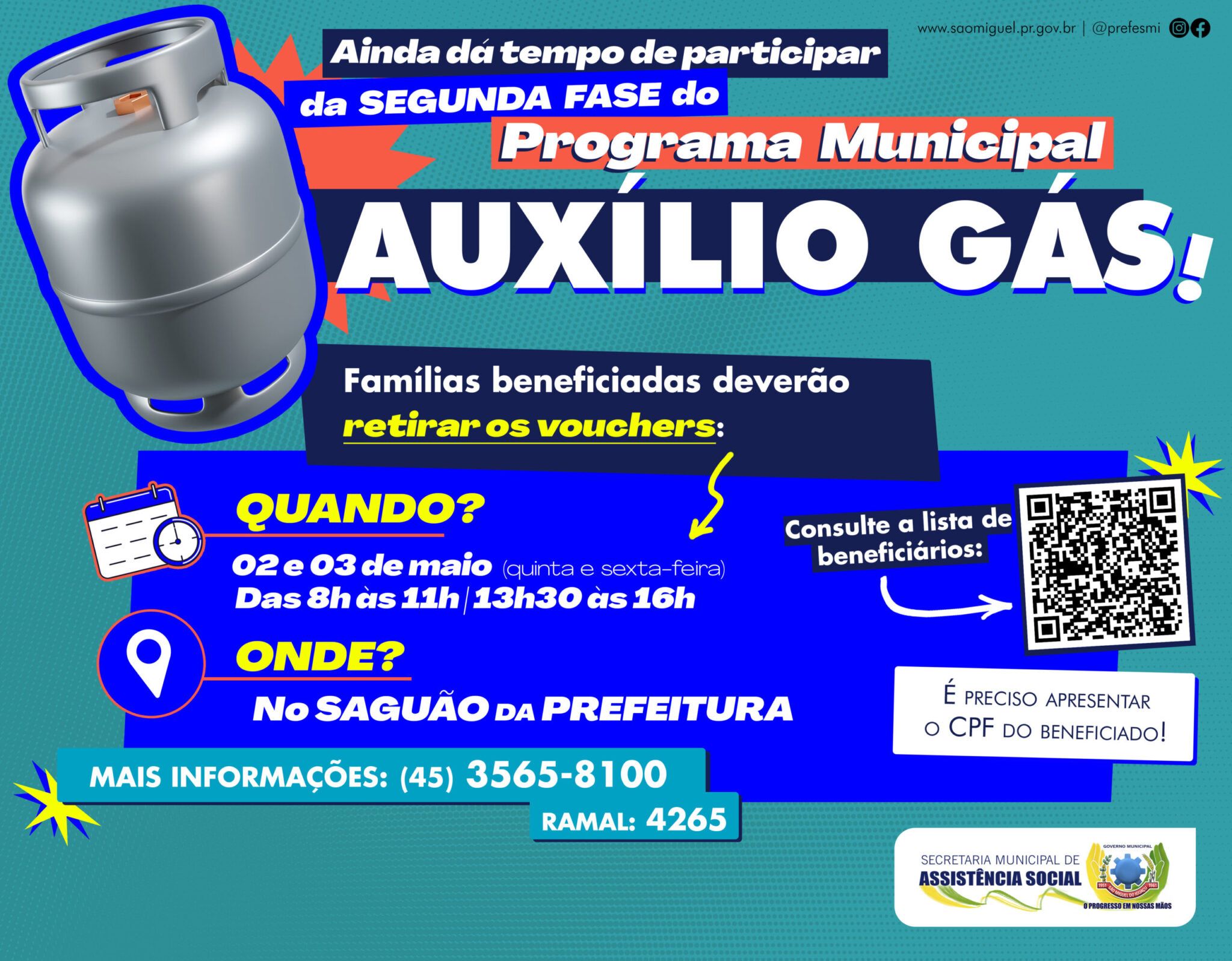 🔥 Novas oportunidades: entrega de vouchers remanescentes do Programa Municipal ‘Auxílio Gás’ em São Miguel do Iguaçu!