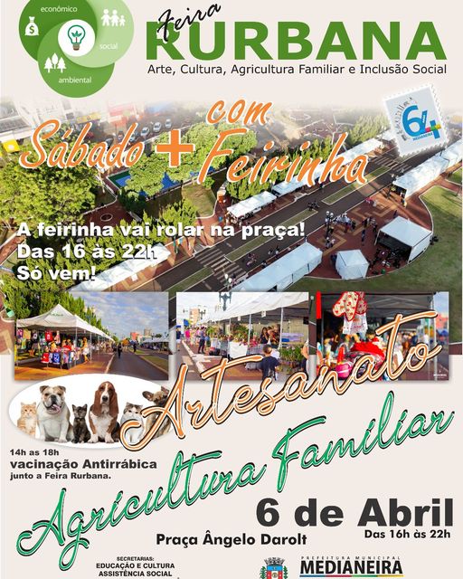 Feira Rurbana em Medianeira: diversidade de produtos e vacinação para pets neste sábado! 🛍️🐾