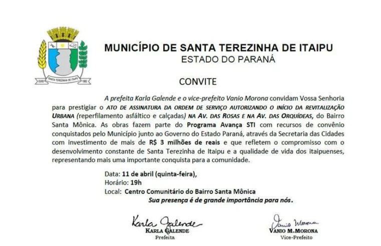 🌺 Revitalização em Santa Terezinha de Itaipu: Novas Obras e Avanços!