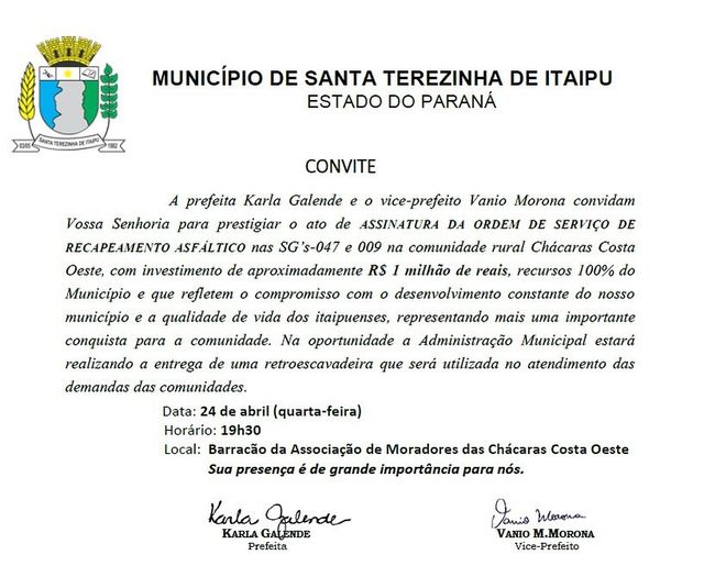 Santa Terezinha de Itaipu: Ordem de Serviço para Recapeamento Asfáltico! 🚧💰