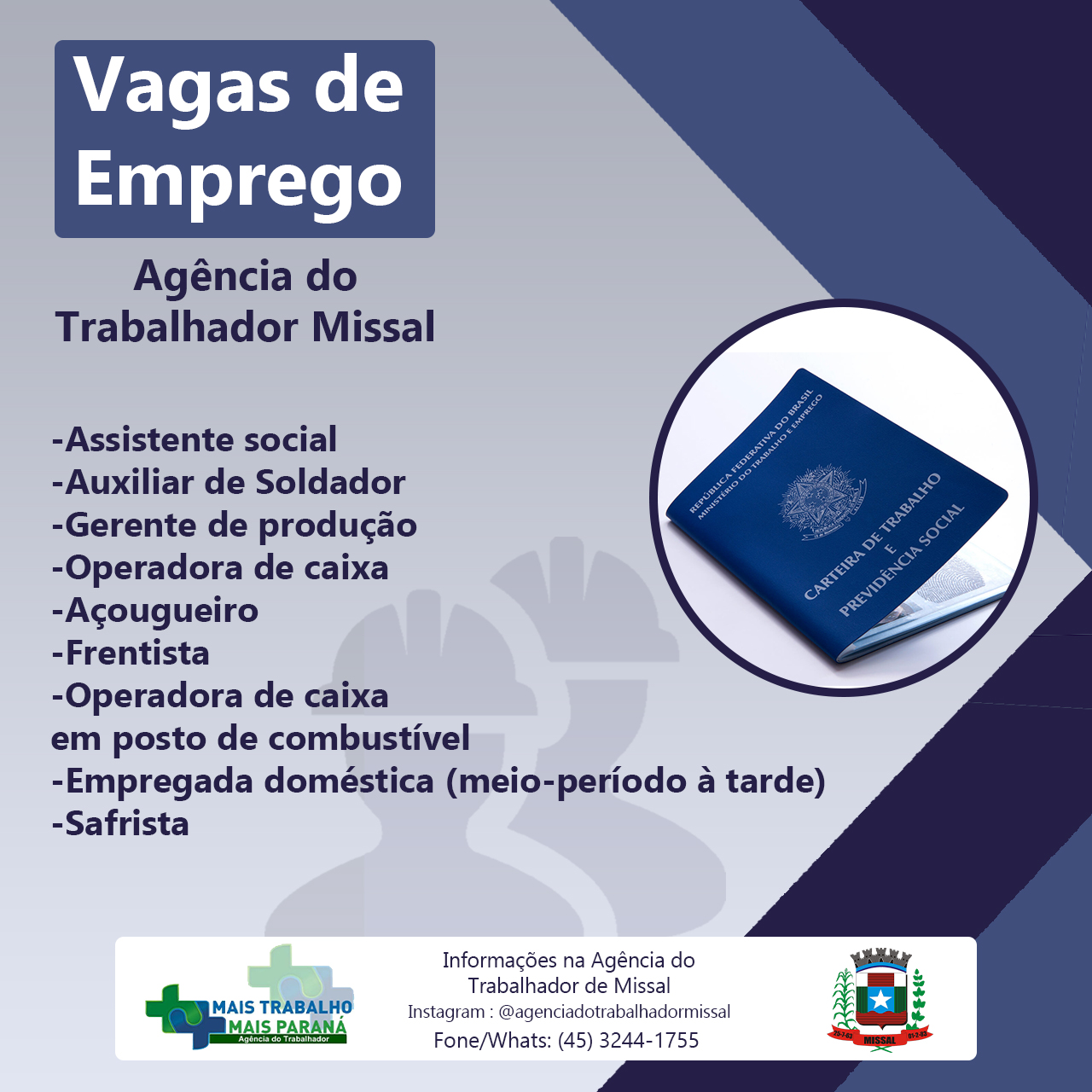 🚀 Oportunidades de Emprego: Agência do Trabalhador de Missal tem vagas disponíveis! 💼