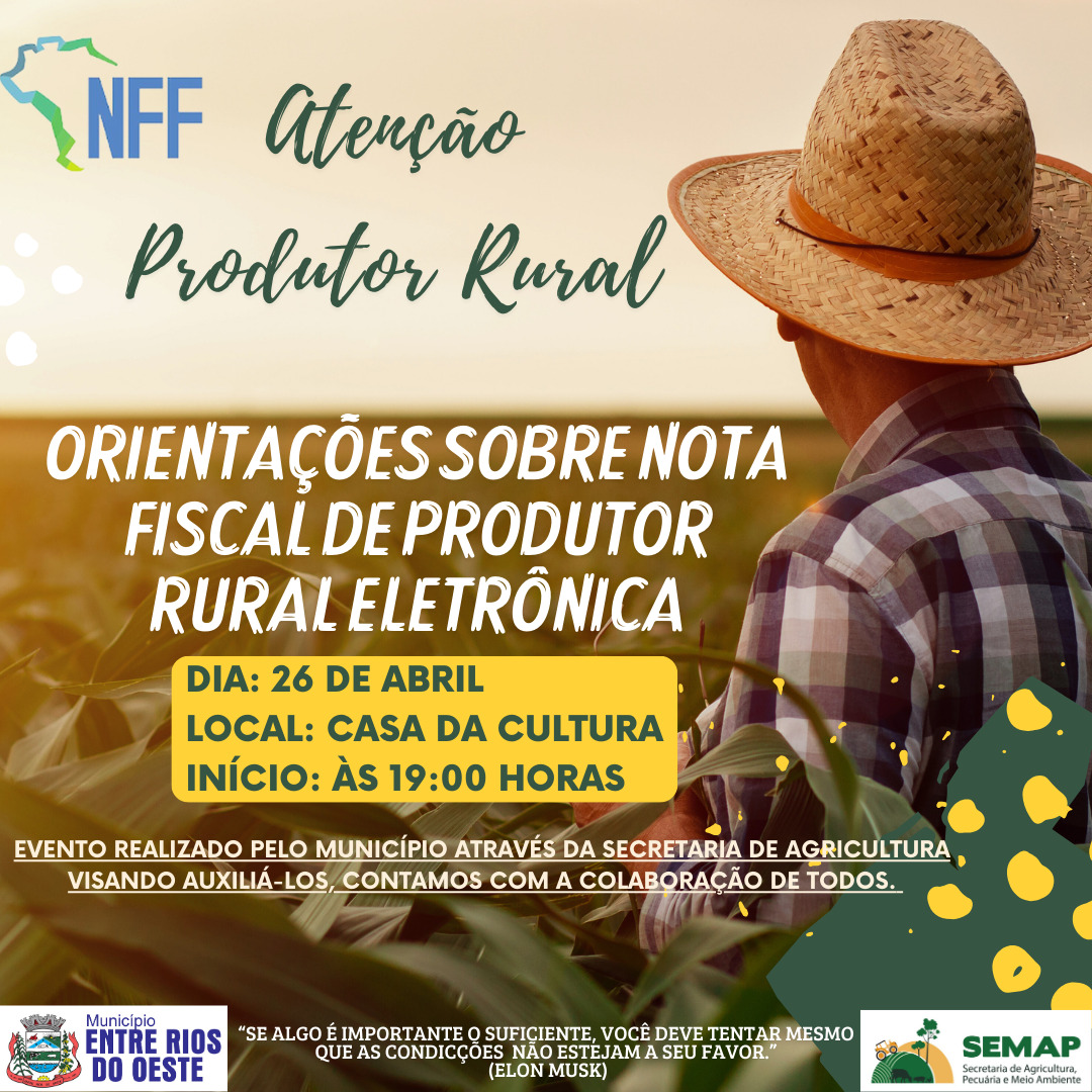 Evento sobre Nota Fiscal de Produtor Eletrônica em Entre Rios do Oeste! 🌾💻