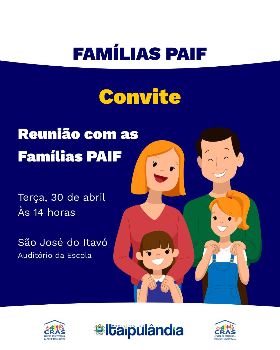 Participe do Encontro das Famílias PAIF em São José do Itavó! 🤝🏡