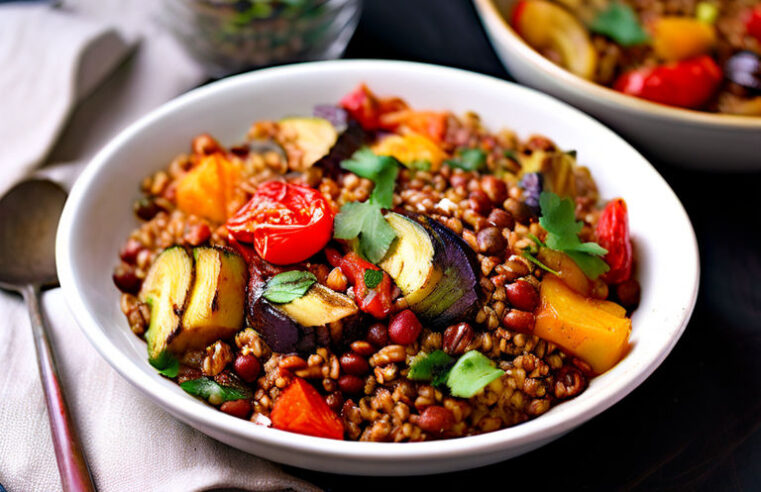 Bowl de Farro com Legumes Assados: Receita Saudável e Saborosa! 🌿🍆
