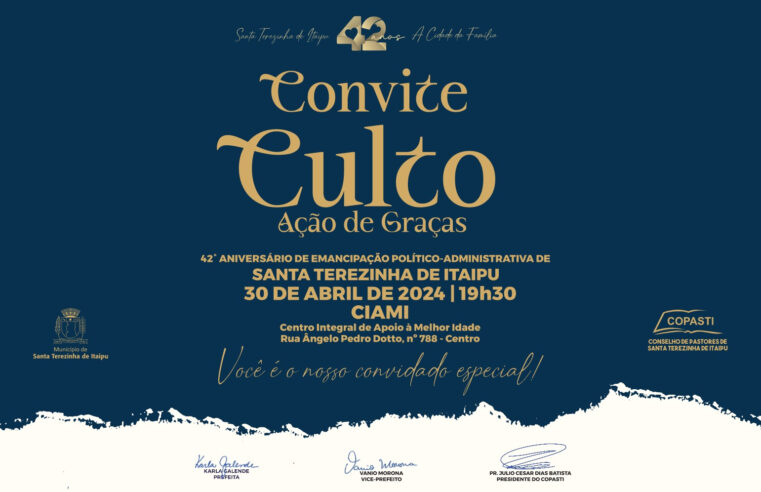 🌟 Celebre conosco! Culto de Ação de Graças em Santa Terezinha de Itaipu 🎉