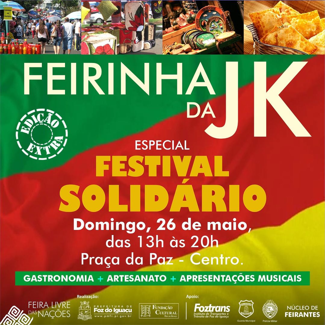 Feirinha na JK em Foz do Iguaçu terá edição extra e Festival Solidário neste domingo! 🌟