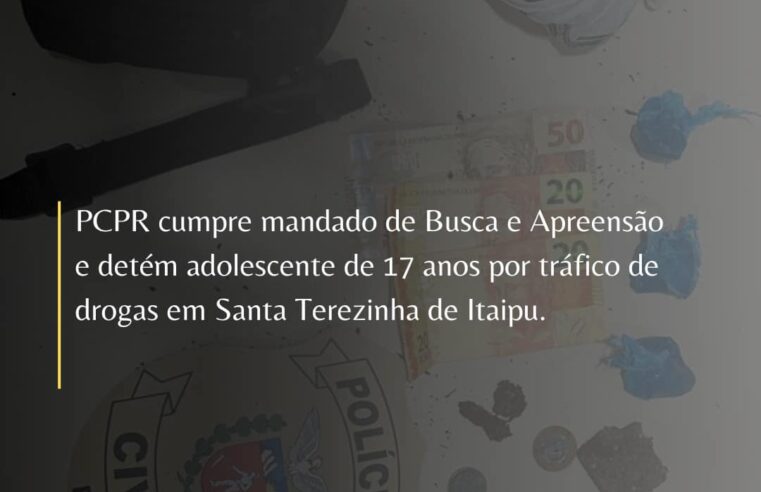 🚨👮‍♂️ Adolescente de 17 anos é Apreendido por Tráfico em Santa Terezinha de Itaipu!