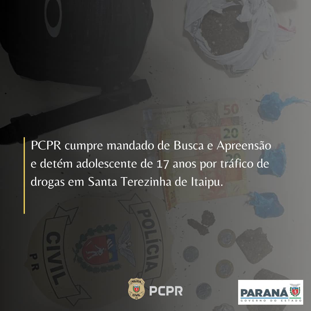 🚨👮‍♂️ Adolescente de 17 anos é Apreendido por Tráfico em Santa Terezinha de Itaipu!