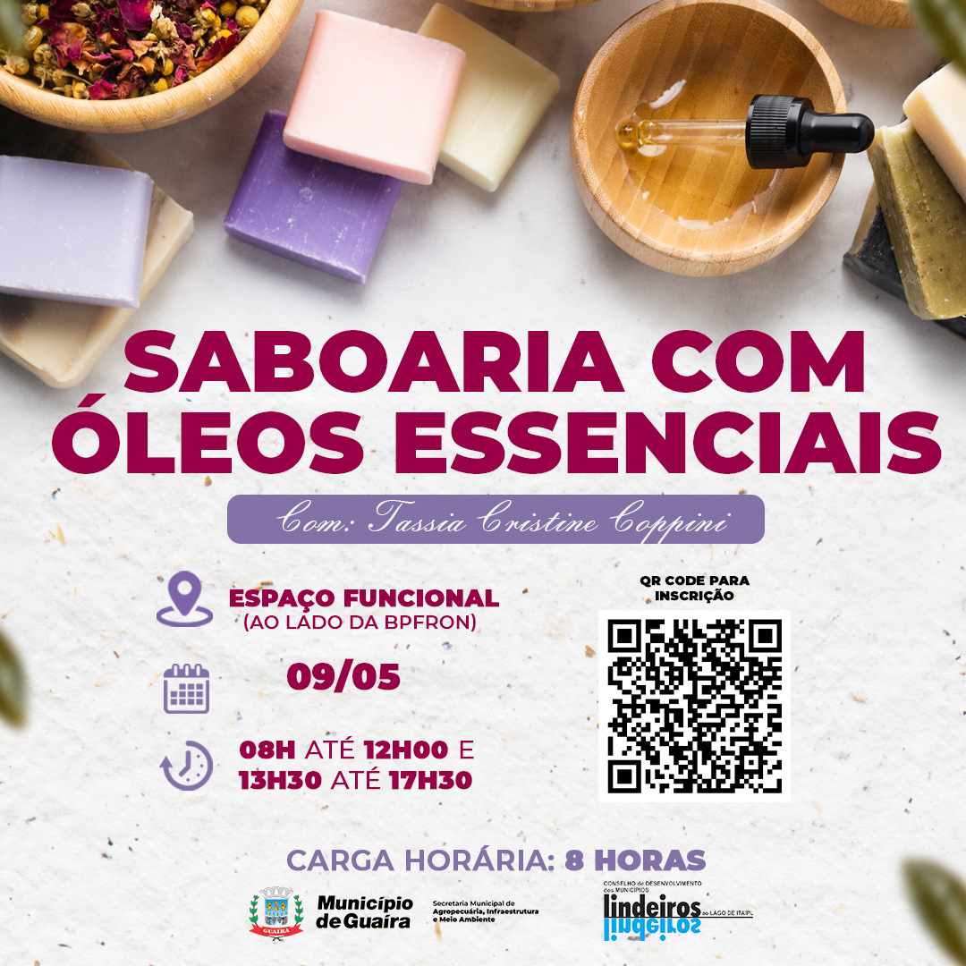 🌿 Oficina de Saboaria com Óleos Essenciais em Guaíra: Crie Sabonetes Naturais!