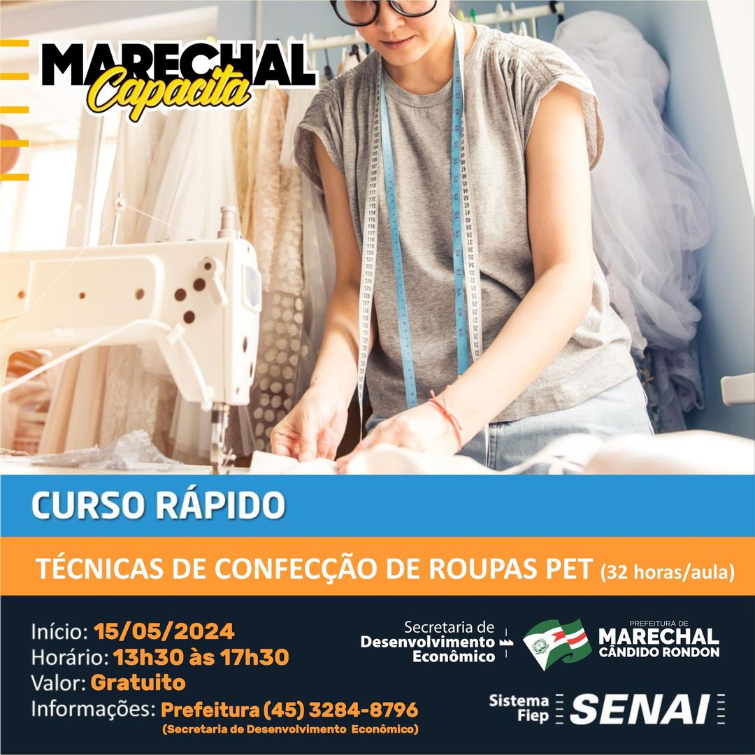 🐾 Últimas vagas! Curso de Técnicas de Confecção de Roupas para Pet em Marechal Rondon