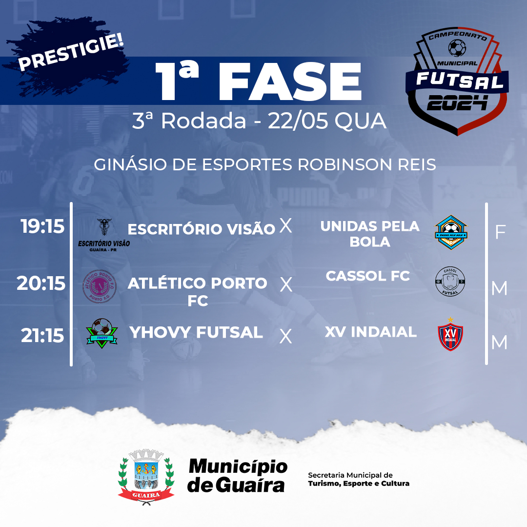 3ª Rodada do Campeonato Municipal de Futsal: Descubra Quem Vai Brilhar nas Quadras!