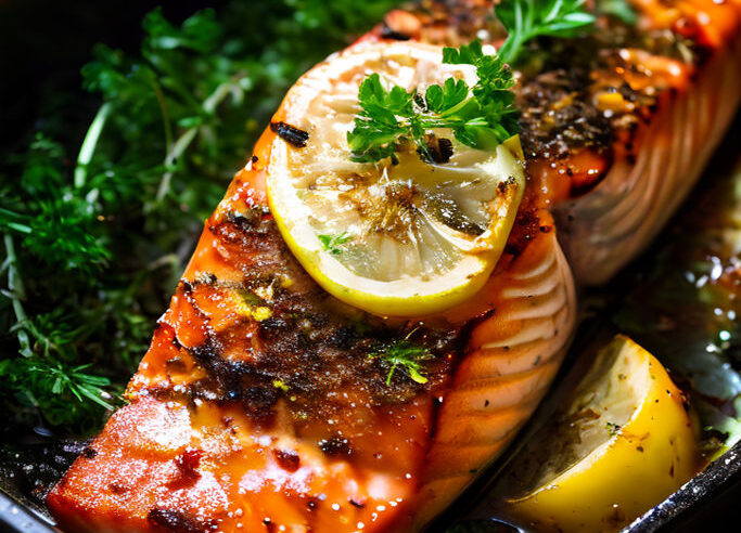 🐟 Receita Deliciosa: Salmão Assado com Molho de Iogurte Grego 🍋🥒 Uma Combinação Perfeita de Sabores Frescos! 🌿✨