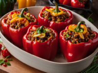 Peppers Stuffed with Ground Meat and Rice