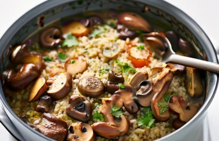 🍄 Risoto de Quinoa com Cogumelos e Espinafre 🧀 Receita Cremosa e Reconfortante! Experimente Este Prato Saudável e Delicioso! ✨