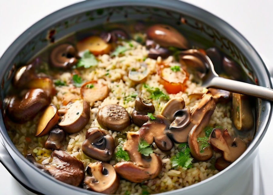 🍄 Risoto de Quinoa com Cogumelos e Espinafre 🧀 Receita Cremosa e Reconfortante! Experimente Este Prato Saudável e Delicioso! ✨