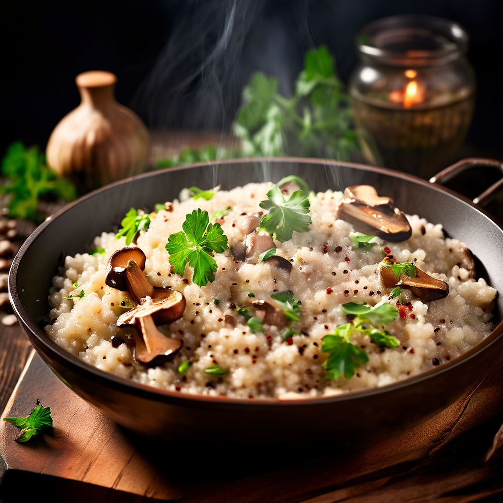 Receita de Risoto de Quinoa com Cogumelos 🍄 Uma opção saudável e saborosa para suas refeições!