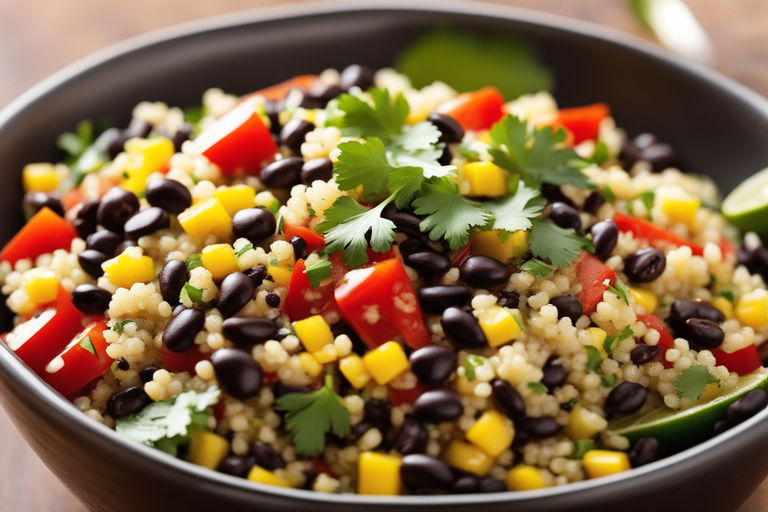 🌽 Receita Refrescante: Salada de Quinoa com Milho e Feijão-Preto 🌿 Saudável e Saborosa! Perfeita para um Almoço Leve! 🍋✨