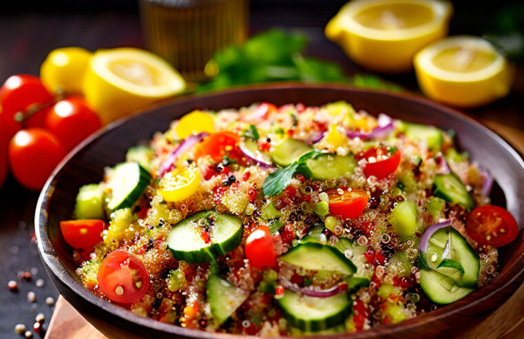 Receita de Salada de Quinoa com Legumes Assados 🥗 | Leveza e Sabor em Cada Garfada!