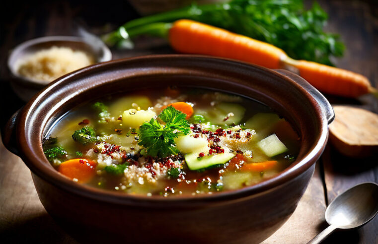 Receita de Sopa de Quinoa e Vegetais 🍲 Nutrição e sabor em cada colher!