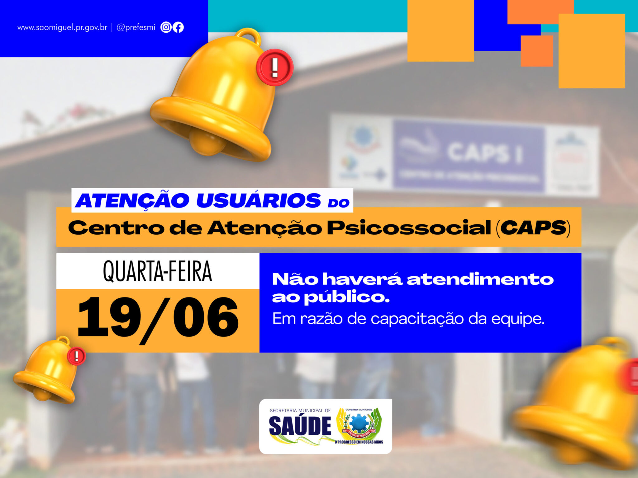 🔔 Importante! CAPS de São Miguel do Iguaçu Fechado em 19 de Junho 🗓️