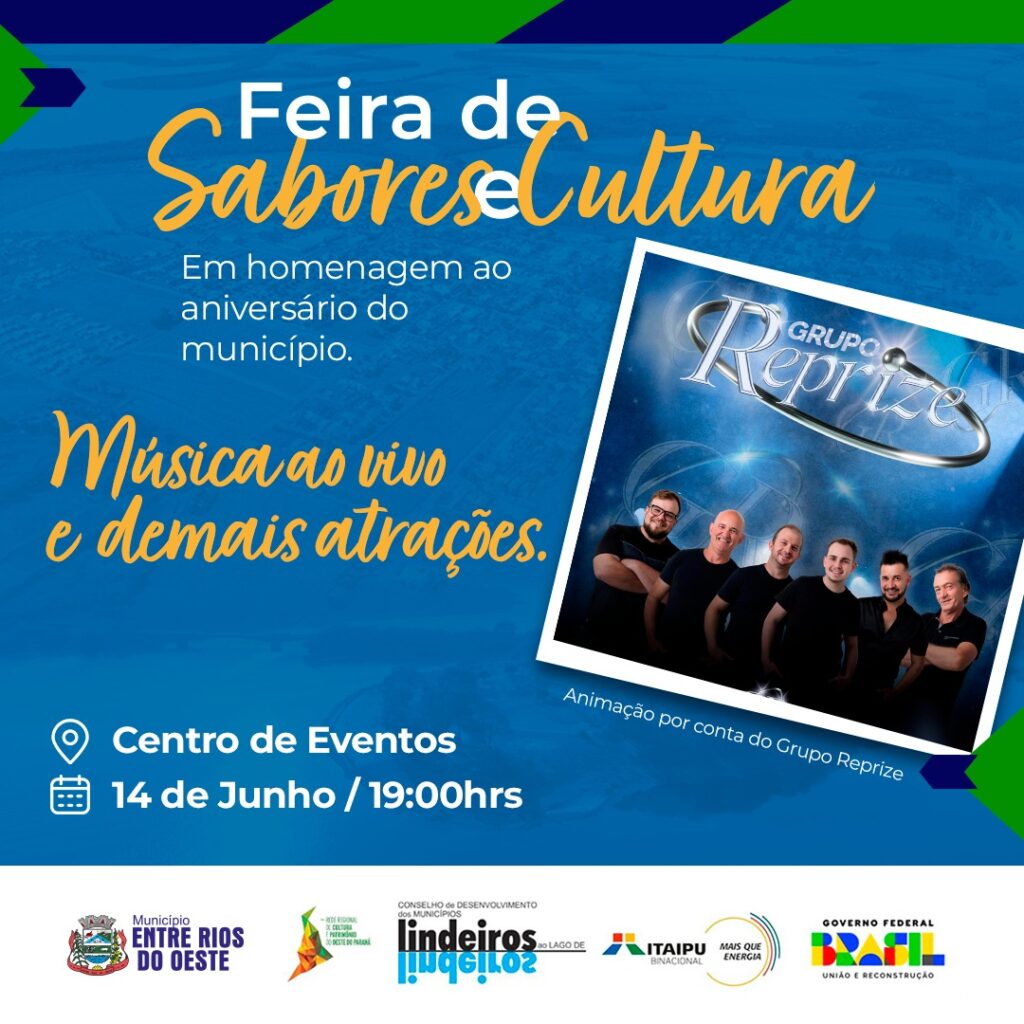 FEIRA DE SABORES E CULTURA EM HOMENAGEM AO ANIVERSÁRIO DO MUNICÍPIO SERÁ REALIZADA NA PROXIMA SEMANA

Será realizada na sexta-feira, dia 14 de junho,