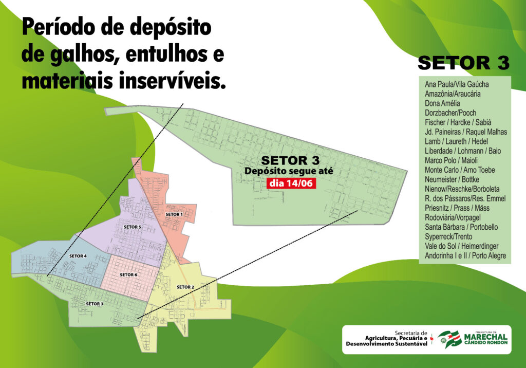 Prazo para depositar galhos, entulhos e materiais inservíveis no setor 3 segue até o dia 14

Em seguida, terá início o período de recolha

A prefeitur