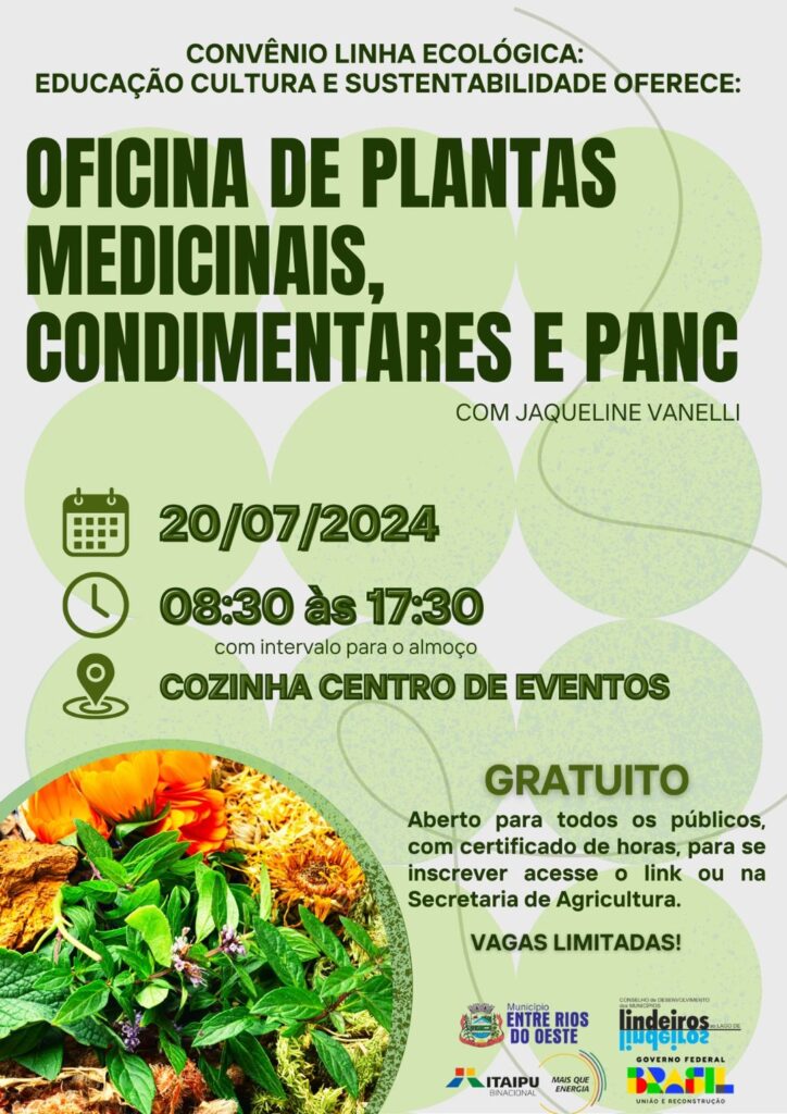 OFICINA DE PLANTAS MEDICINAIS, CONDIMENTARES E PANC É DISPONIBILIZADA GRATUITAMENTE PARA MUNÍCIPES 

O convênio Linha Ecológica juntamente com as Gest