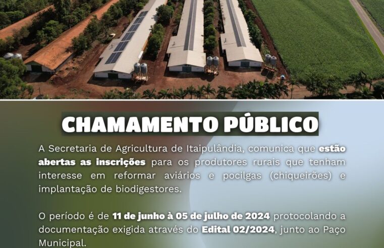 🌾 Inscrições Abertas: Reforma de Aviários e Pocilgas em Itaipulândia! Aproveite os Benefícios! 🐔✨