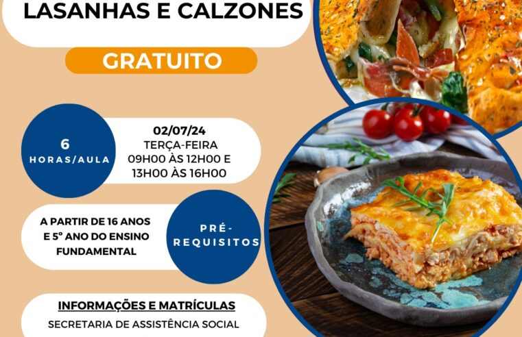 🍝 Workshop Gratuito de Lasanhas e Calzones em São José das Palmeiras: Inscreva-se Já!