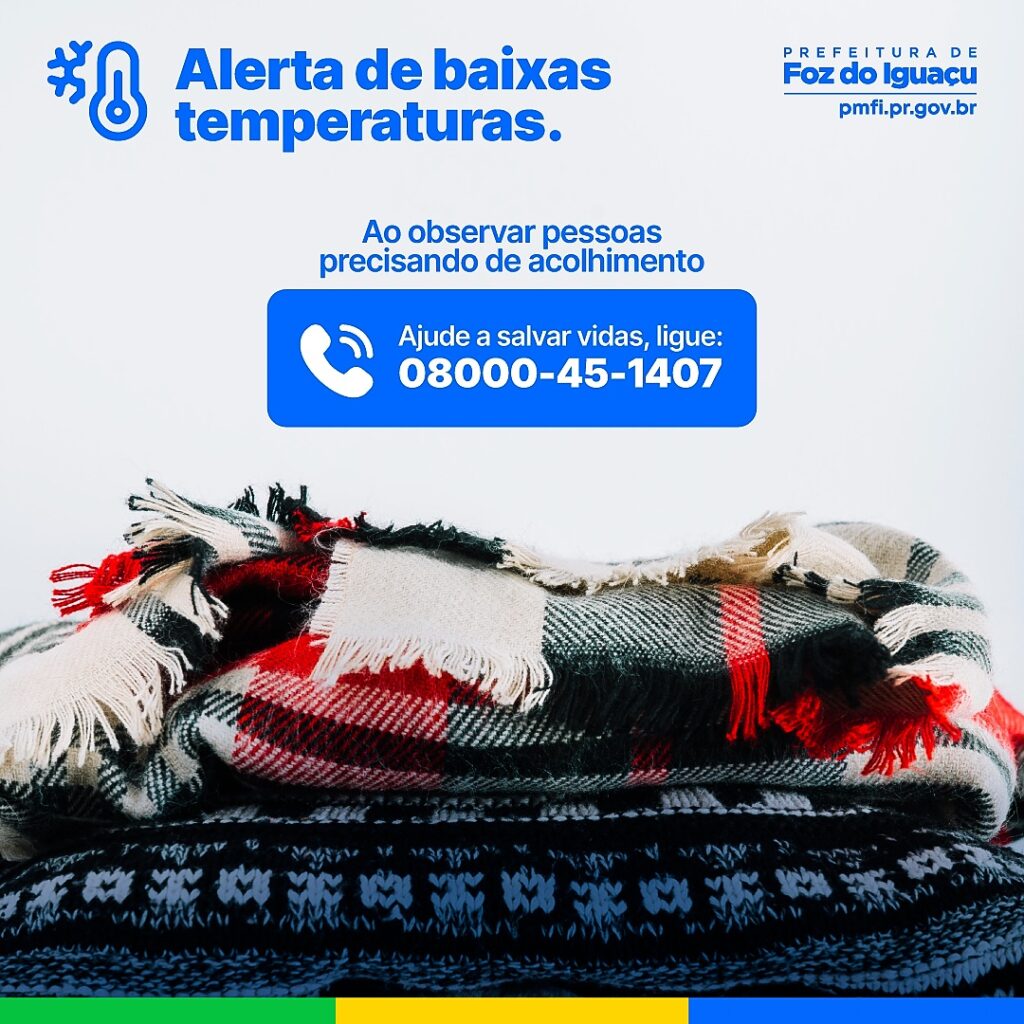 O inverno está de volta, com previsão de temperaturas mais baixas nos próximos dias.  Se encontrar alguém precisando de ajuda, em qualquer região da c
