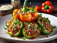 Peppers Stuffed with Ground Meat and Rice