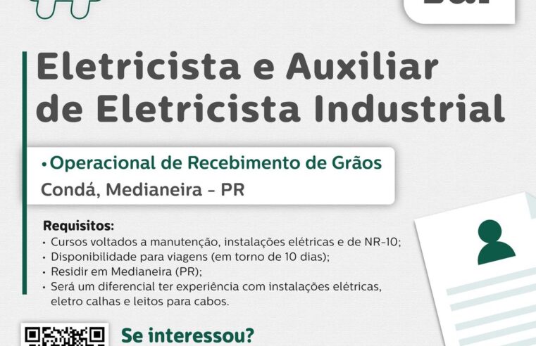 Oportunidade Imperdível: Vagas para Eletricista e Auxiliar em Medianeira! 🚀⚡