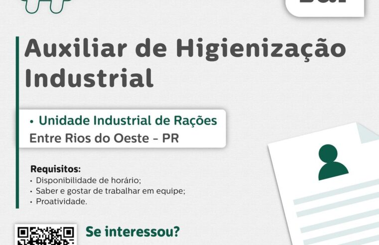 Oportunidade Imperdível em Entre Rios do Oeste: Vaga para Auxiliar de Higienização Industrial! 🚀🔍