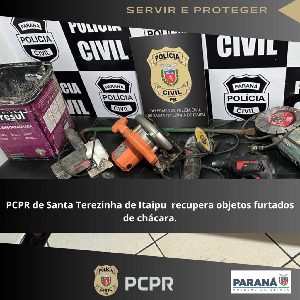 Na manhã desta segunda-feira (16/09), equipe de policiais civis da delegacia de Santa Terezinha de Itaipu, recuperou diversos objetos furtados de uma