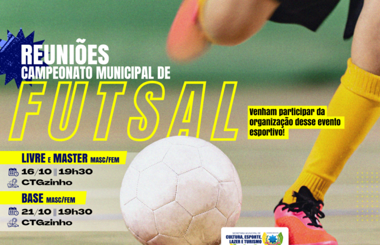 Participe das reuniões sobre Campeonato Municipal de Futsal