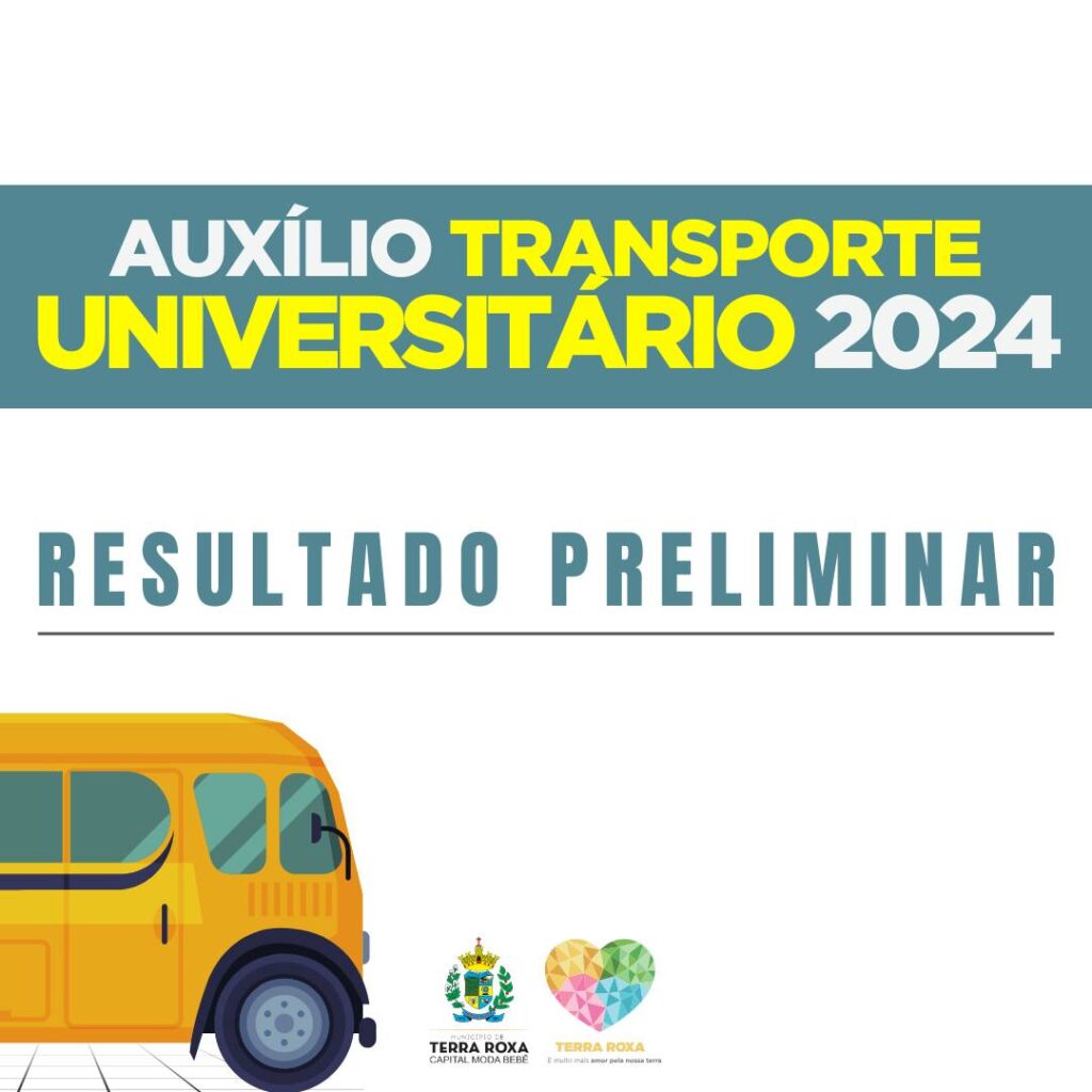 Município publica resultado preliminar do Bolsa Auxilio Transporte Universitário para o mês de outubro 2024.
ㅤ
A Secretaria Municipal de Educação e Co