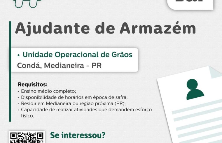 Oportunidade de Emprego em Medianeira PR: Vaga de Ajudante de Armazém na Lar Cooperativa