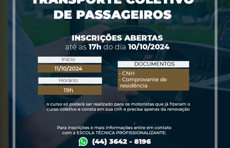 Últimos dias para se inscrever no curso de motoristas!