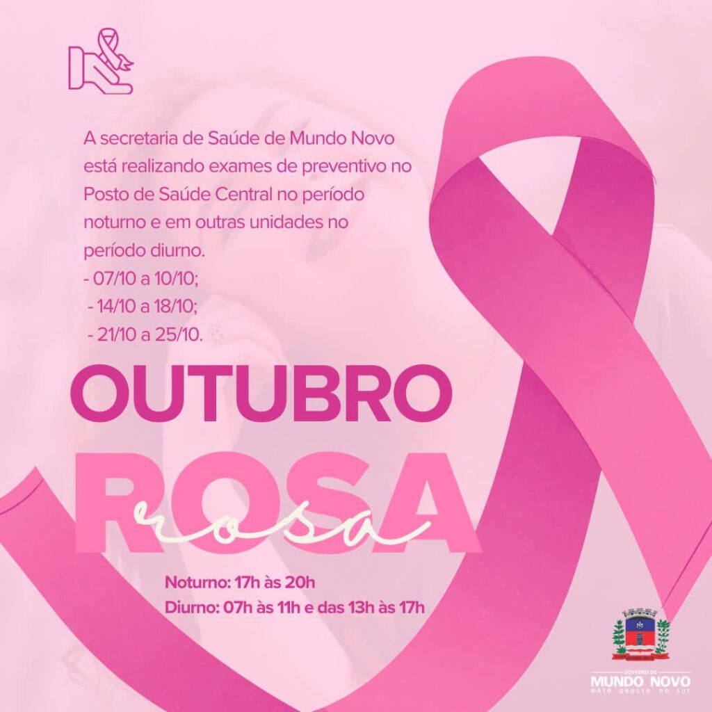 Outubro Rosa: Saúde de Mundo Novo realiza exame de preventivo em período noturno e diurno 
#Semcos
O exame deve ser feito em mulheres a partir dos 25