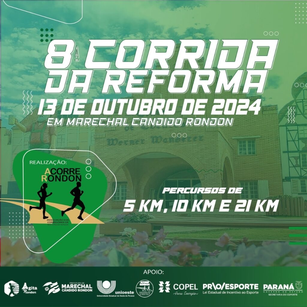 8ª Corrida da Reforma acontece neste final de semana em Marechal Rondon

No sábado (12) acontece a corrida kids e no domingo (13) as demais categorias