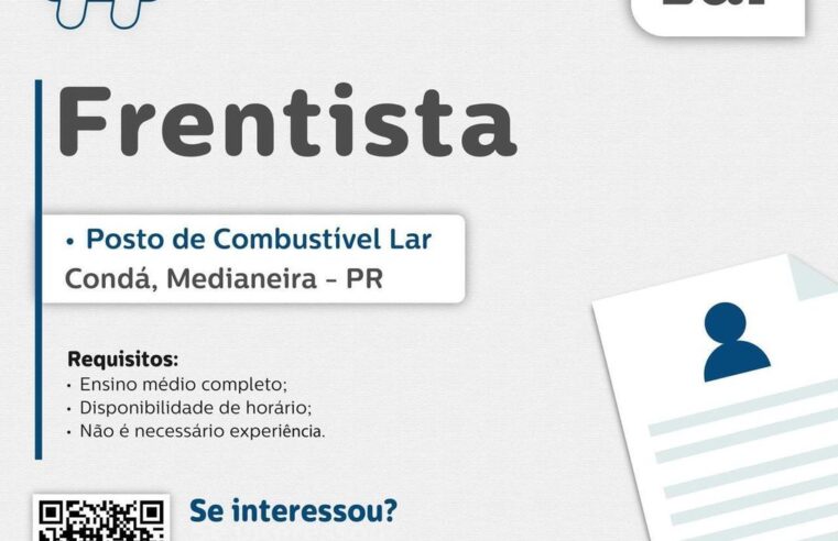 Vaga urgente para Frentista em Medianeira, PR