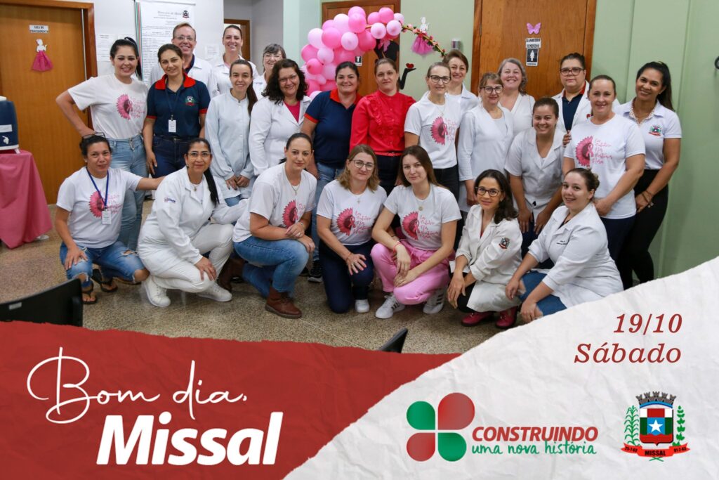 BOM DIA MISSAL...

Neste sábado acontece a campanha Outubro Rosa ESF CENTRO, das 8h as 16h.
Exame de Preventivo
Avaliação Clínica das Mamas
Solicitaçã